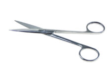 Tijeras afiladas, limpias y esterilizadas