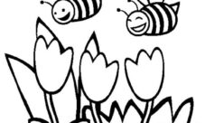 Flores para colorear con abejas